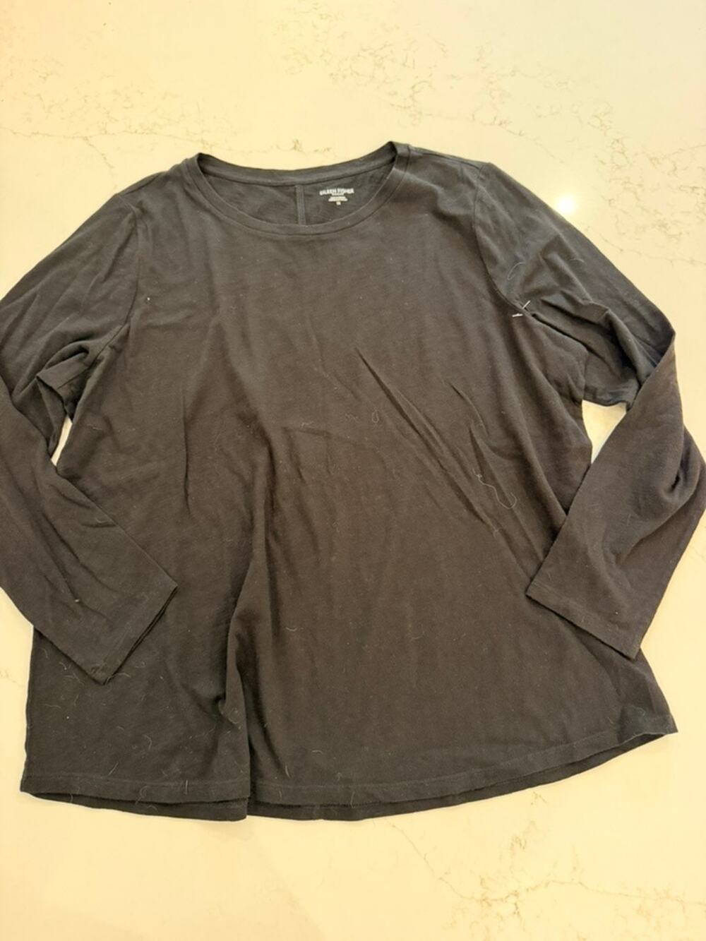 Eileen Fisher Woman Black Long Sleeve Round Neck Top Size 1X NWT